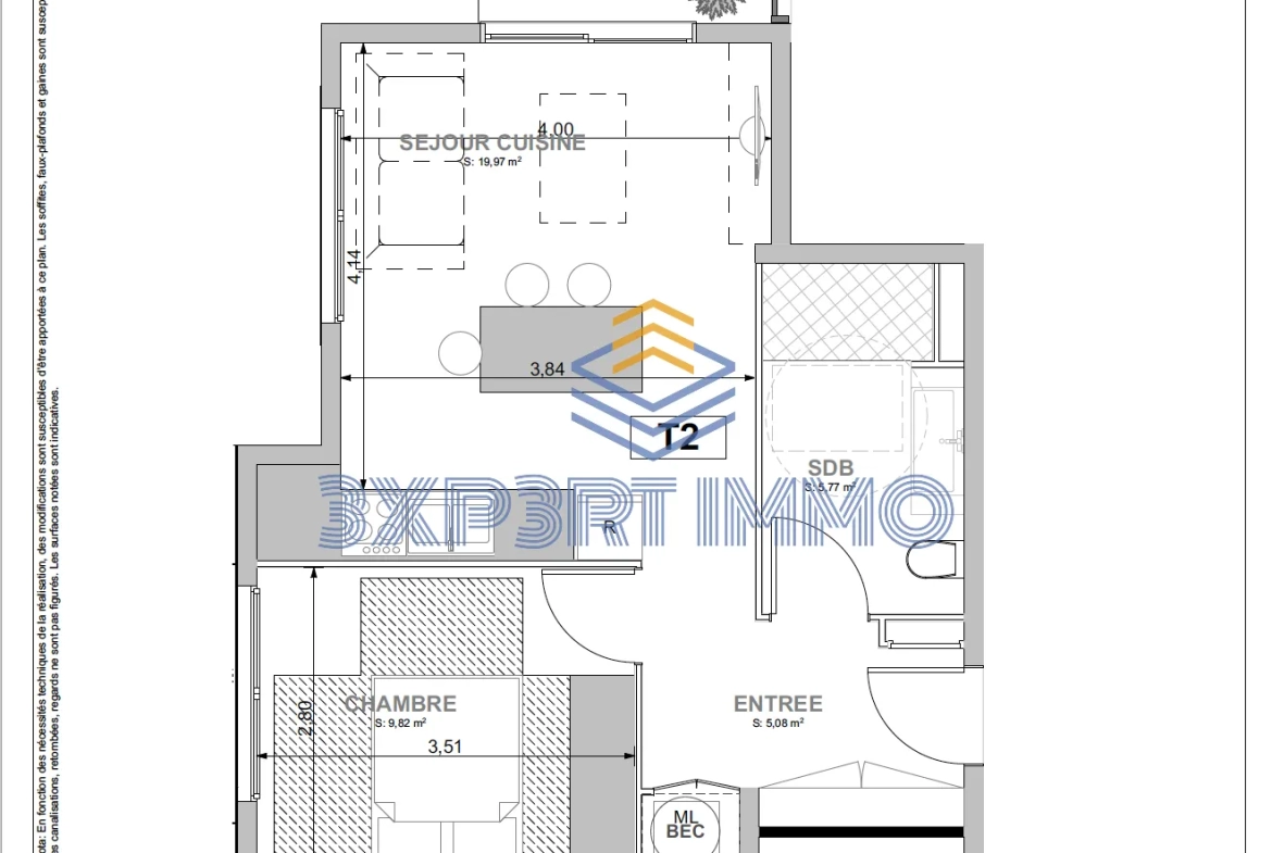VEFA La Possession : appartement T2 au 2ème étage 
