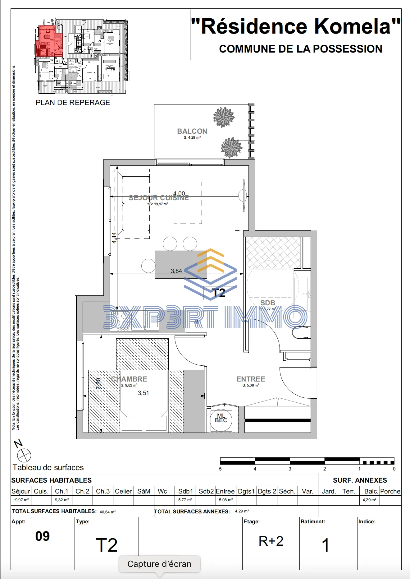 VEFA La Possession : appartement T2 au 2ème étage 