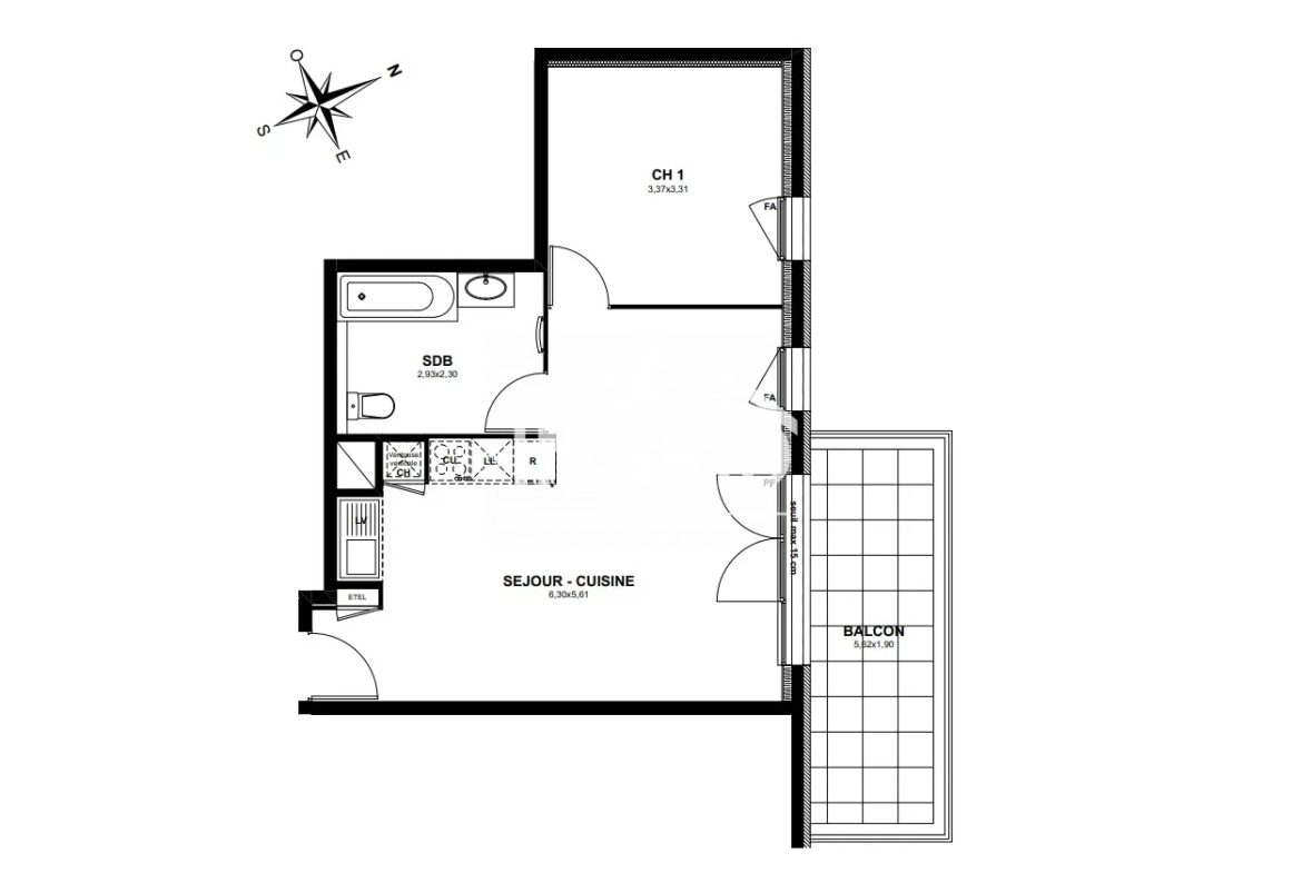 Appartement T2 avec balcon et parking couvert à Thonon-les-Bains 