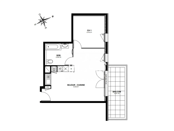 Appartement T2 avec balcon et parking couvert à Thonon-les-Bains 