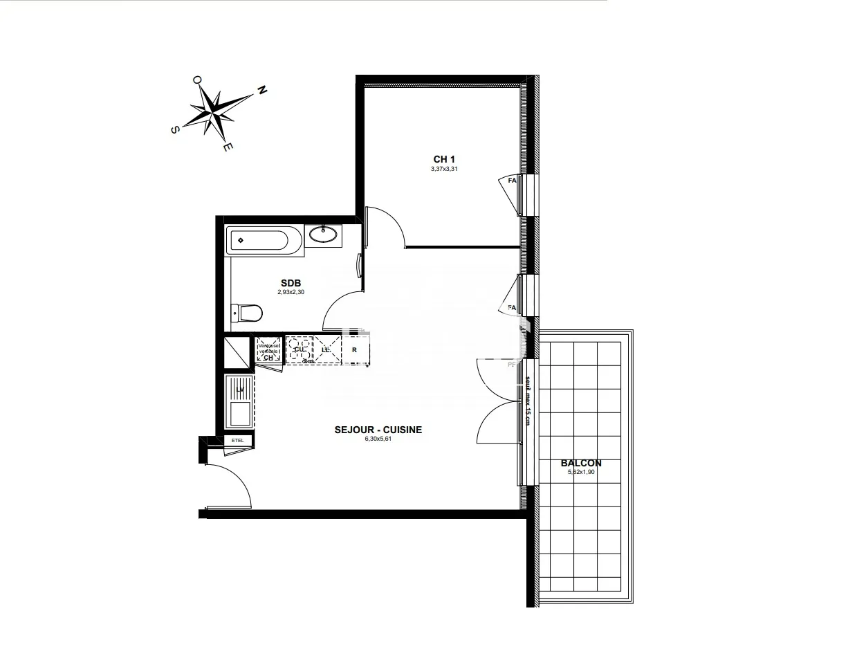 Appartement T2 avec balcon et parking couvert à Thonon-les-Bains 