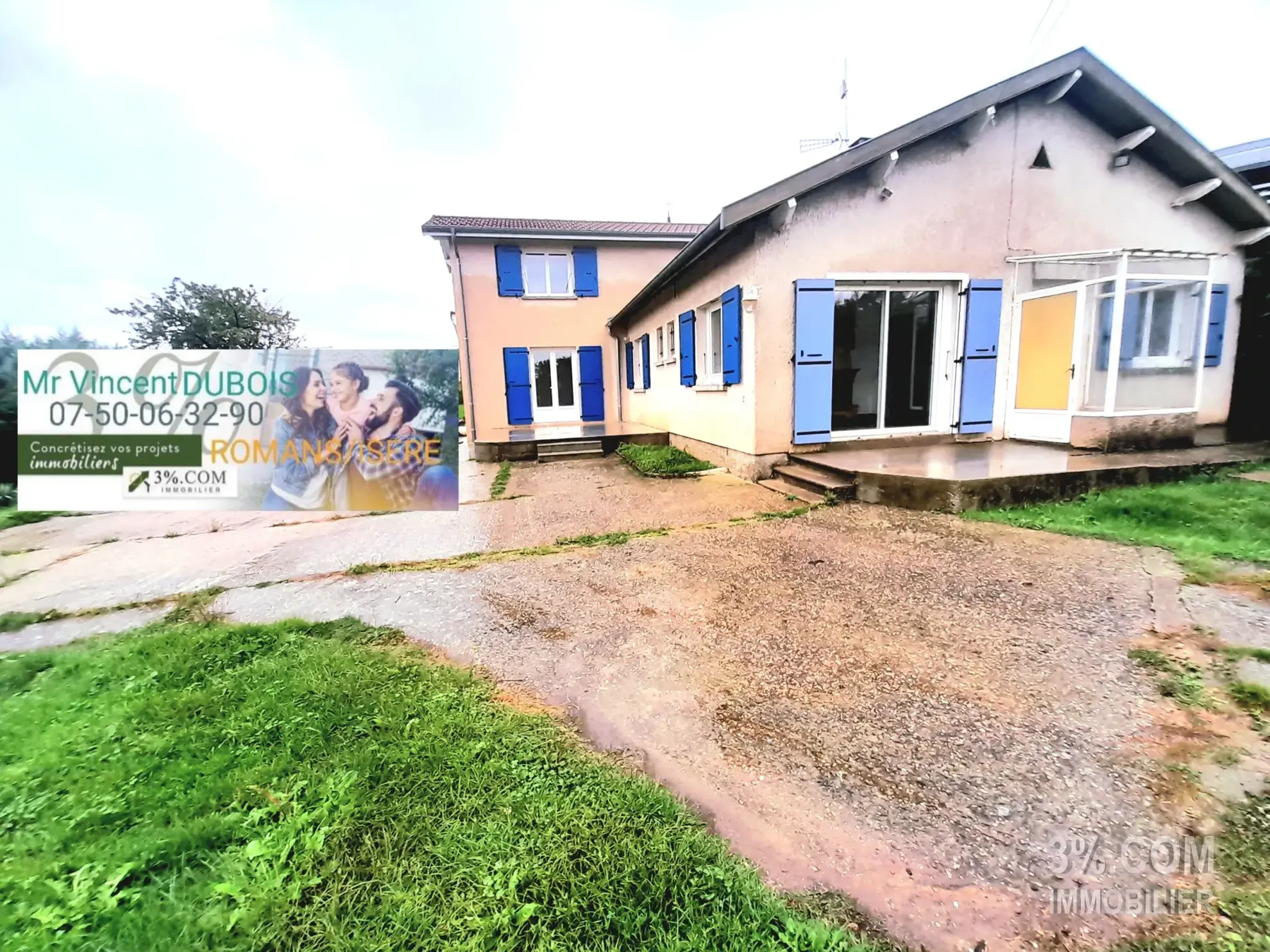 Villa 115m2 - 4 chambres - Garage 40m2 - Terrain 1407m2 à Beaurepaire 