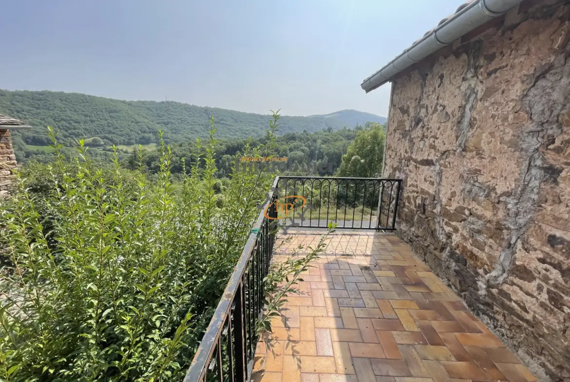 Vente maison en pierres à Broquiès avec terrasses et grand terrain 