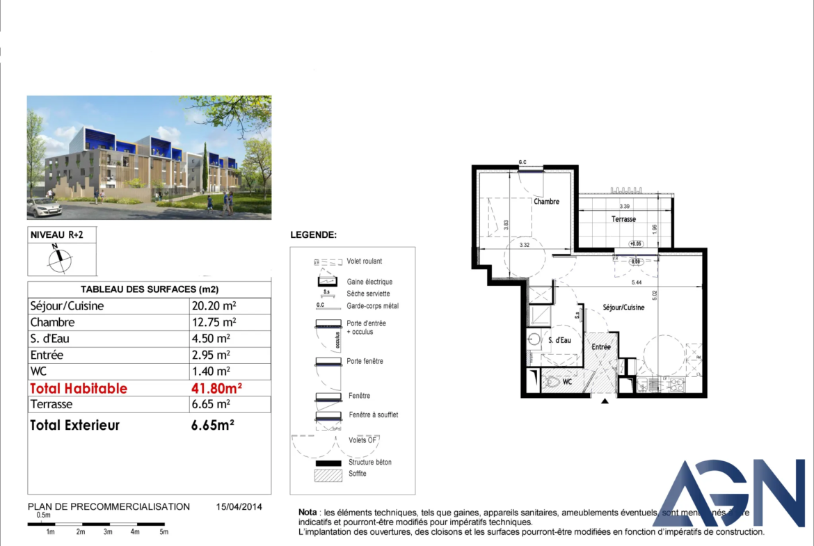À vendre : Appartement 2 pièces de 41,8 m² avec terrasse à Saint-Jean-De-Védas 
