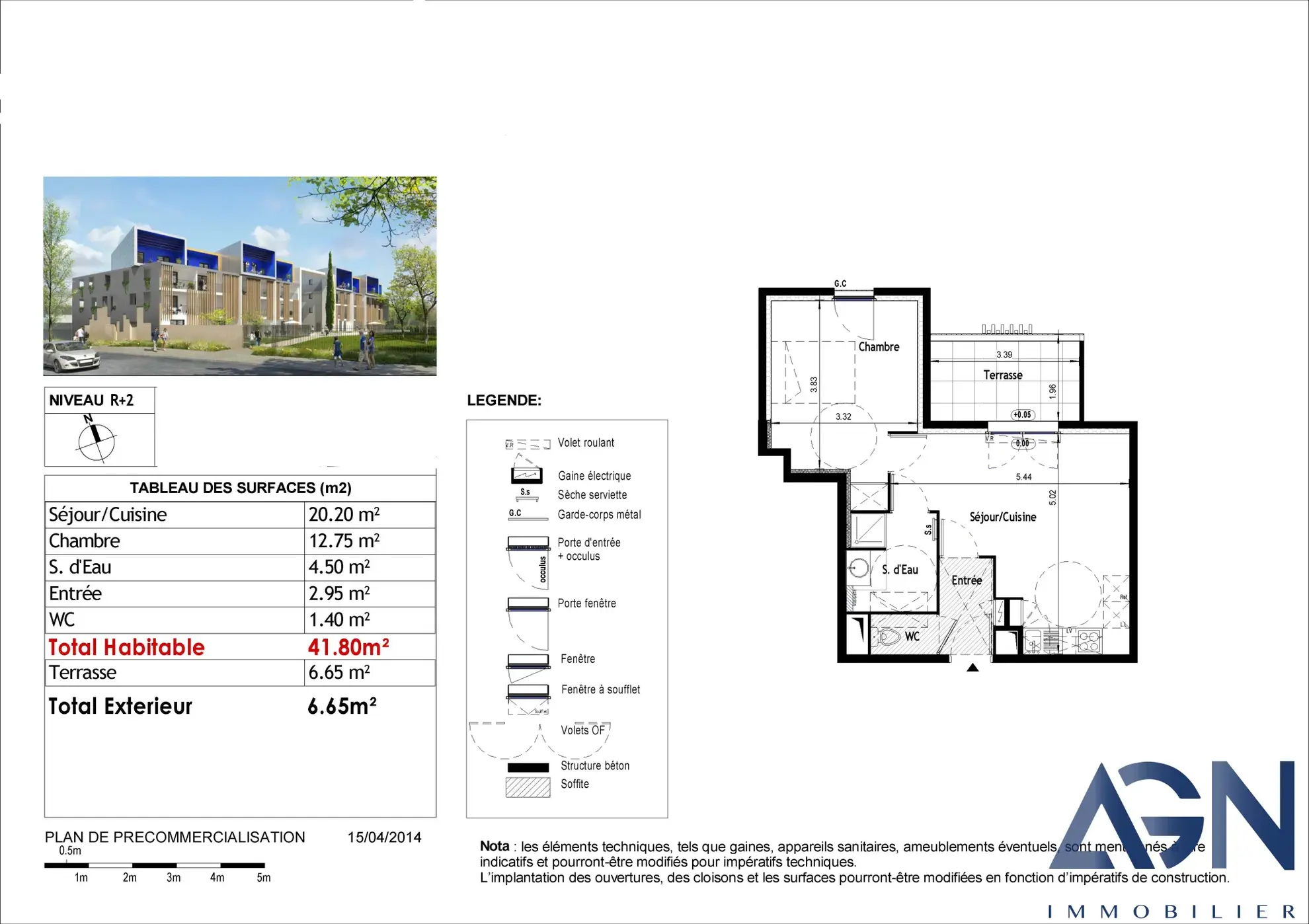À vendre : Appartement 2 pièces de 41,8 m² avec terrasse à Saint-Jean-De-Védas 
