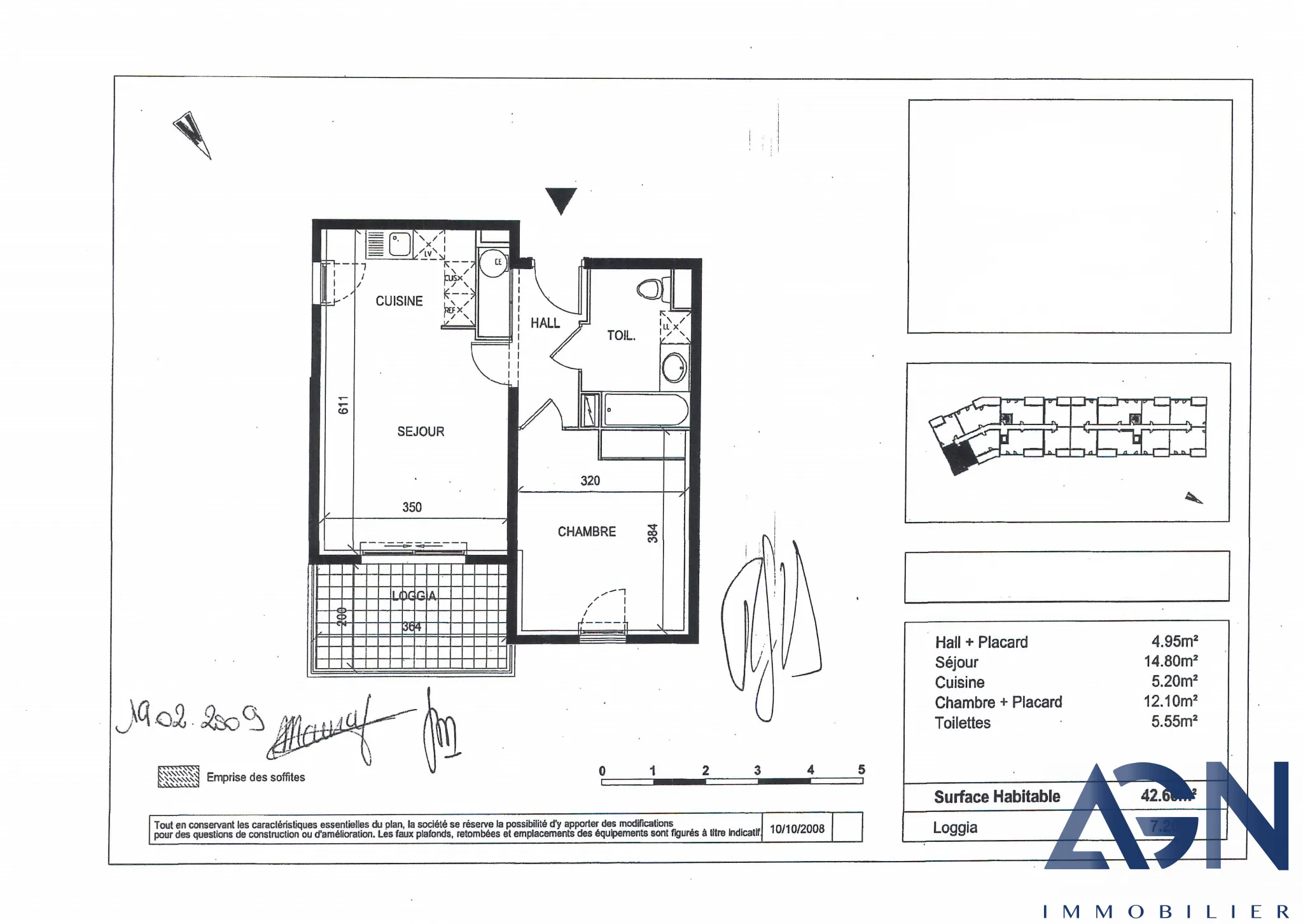 Vente appartement T2 42,60 m² avec terrasse et garage à Montpellier 