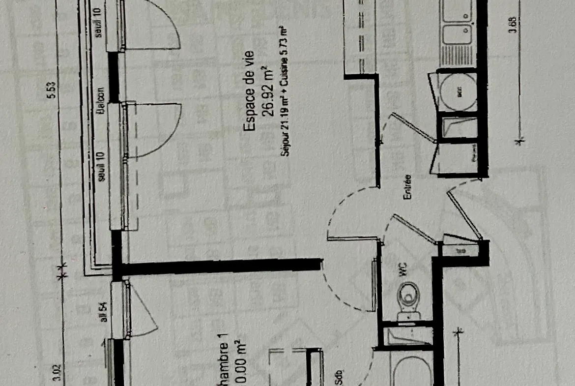 À vendre Appartement T2 de 43,11 m² à Saint-Denis - Pleyel 