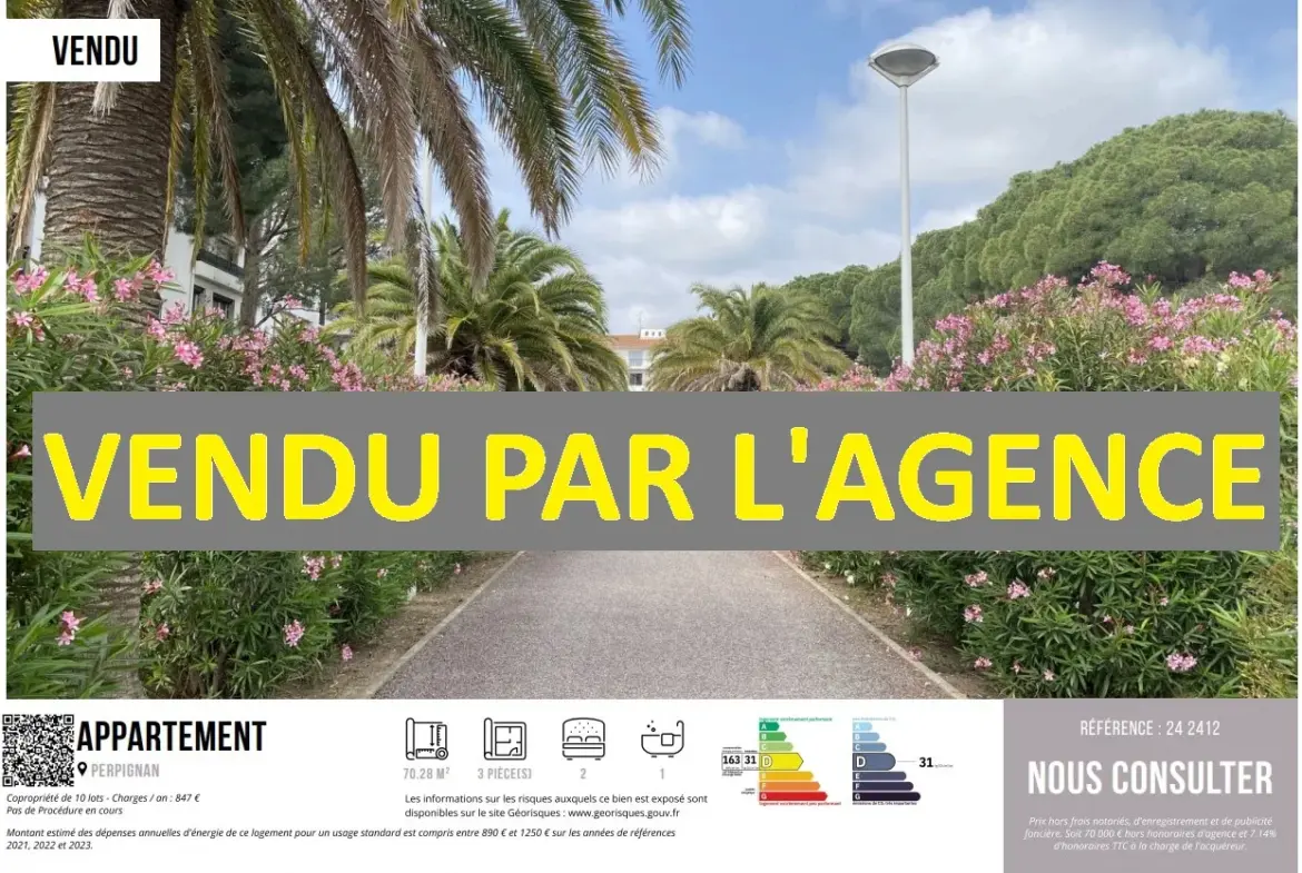 Appartement T3 à rénover, quartier Moulin à Vent à Perpignan 