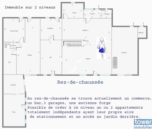 Immeuble mixte de 500 m² à Saint Saud Lacoussière - 5 chambres 
