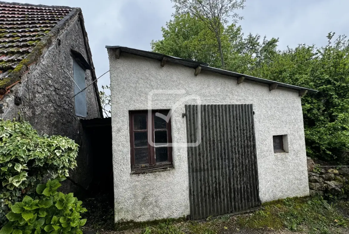 Maison de bourg en pierre avec dépendances à St Cernin 