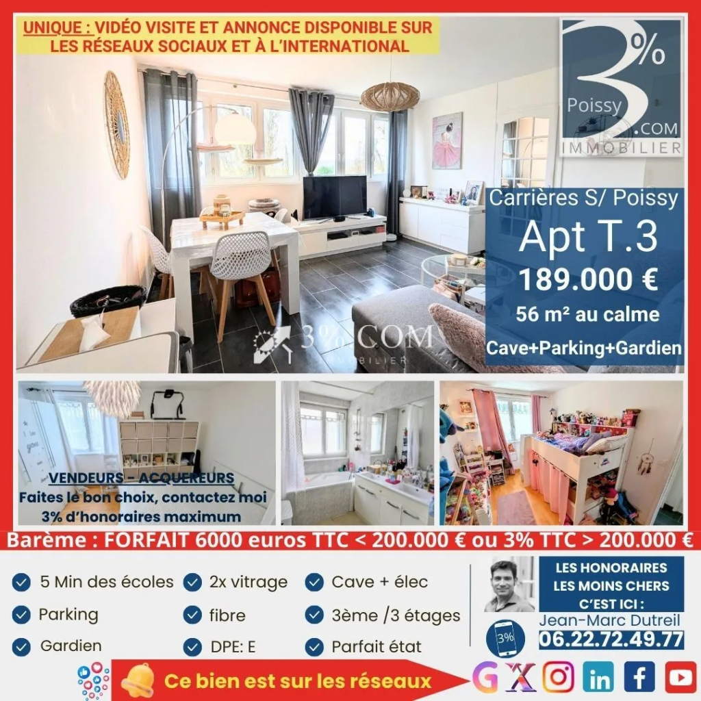 Appartement T.3 avec Gardien à Carrières-sous-Poissy