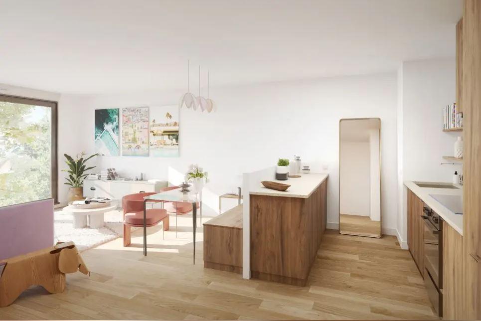 Appartement 2 pièces neuf de 42 m² avec jardin de 10,83 m² et terrasse de 4,92 m² à Marly-le-Roi, exposition Nord-Ouest.