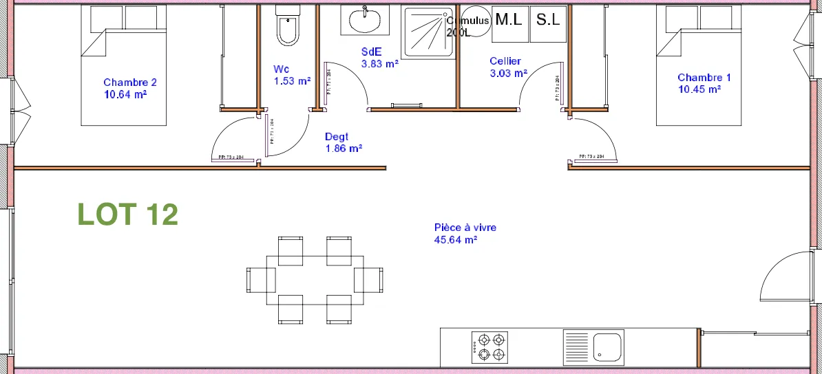 Maison rénovée avec jardin à Médis - 74,92 m², 2 chambres et parking 