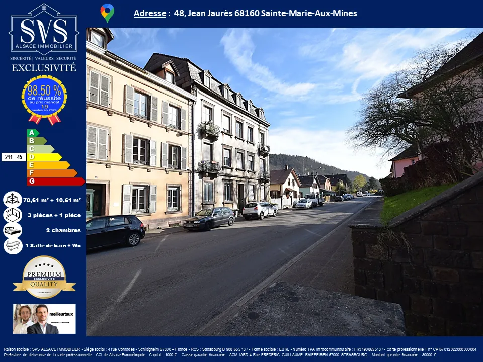 Appartement 3 chambres de 70.61 m² avec jardin à Sainte-Marie-Aux-Mines 