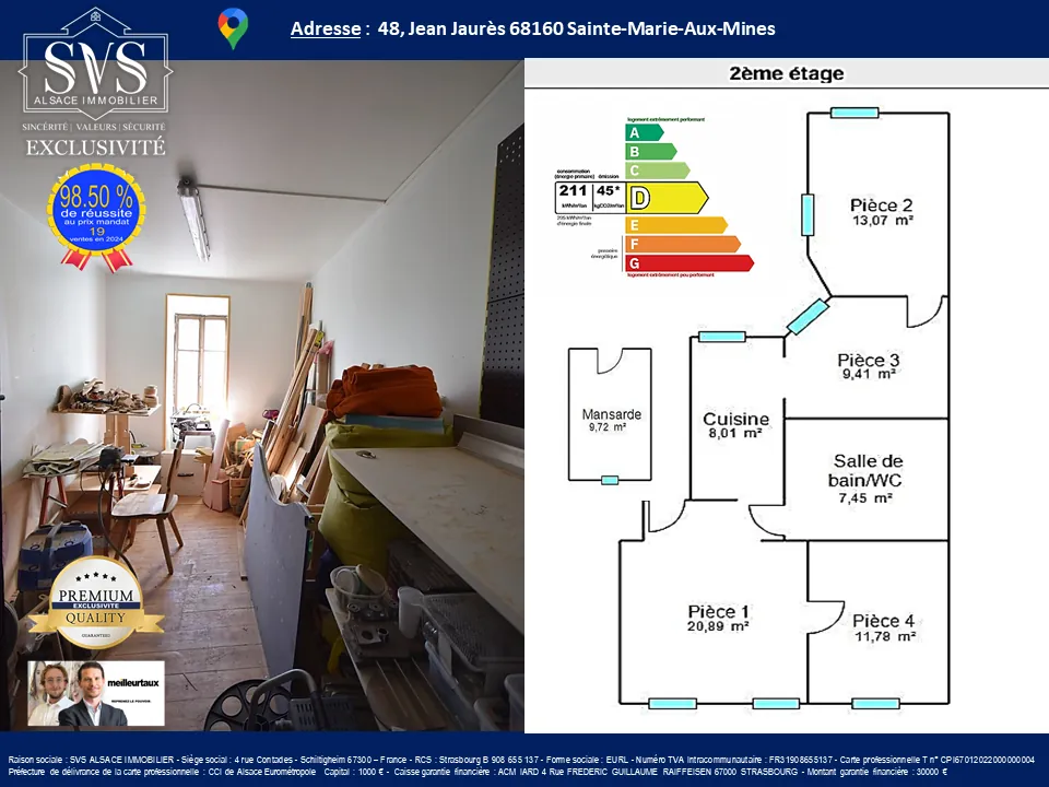 Appartement 3 chambres de 70.61 m² avec jardin à Sainte-Marie-Aux-Mines 