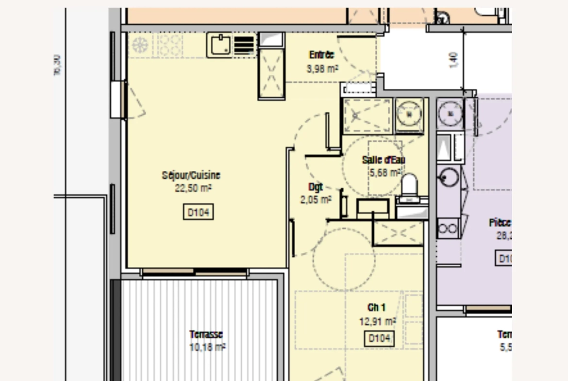 Appartement T2 à Ajaccio Suartello avec terrasse et stationnement privé 