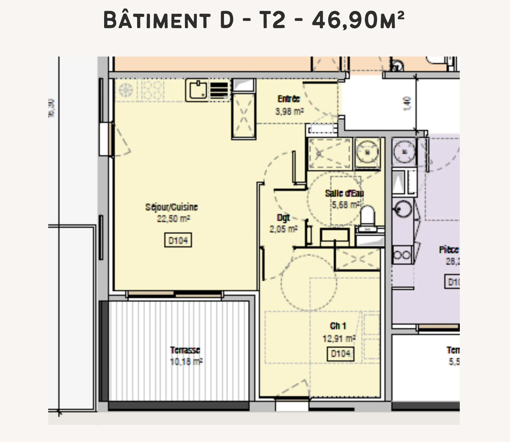 Appartement T2 à Ajaccio Suartello avec terrasse et stationnement privé 
