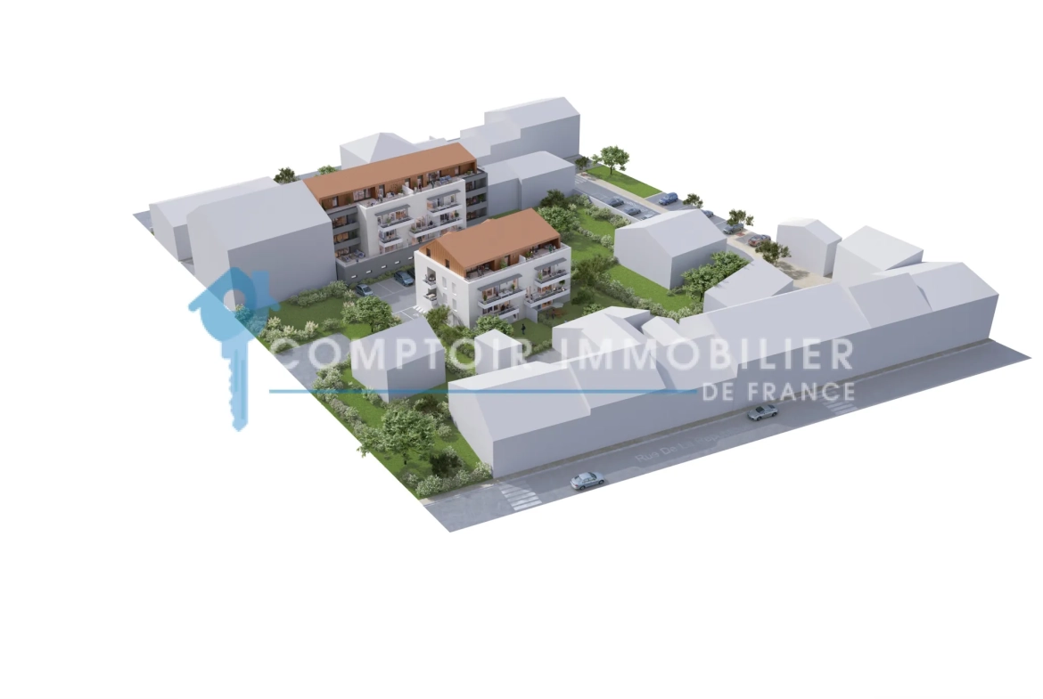Appartement T3 à Rives 62 m² avec balcon, terrasse et garage en vente 