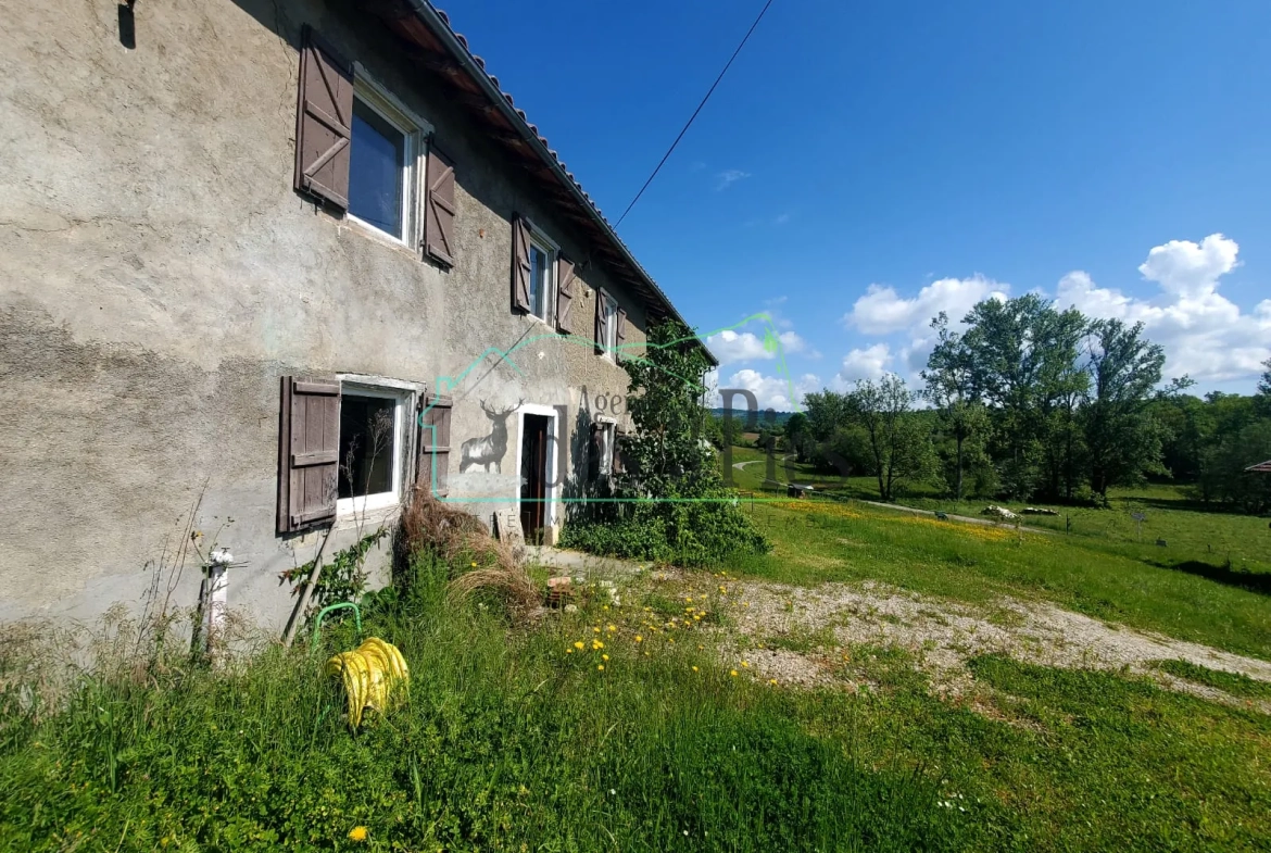 Maison à rénover avec 2 hectares de terrain à Fabas – Vue dégagée et potentiel unique 