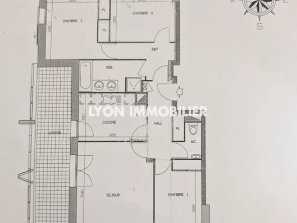 Appartement 4 pièces avec terrasse à Mions centre - Vue dégagée 