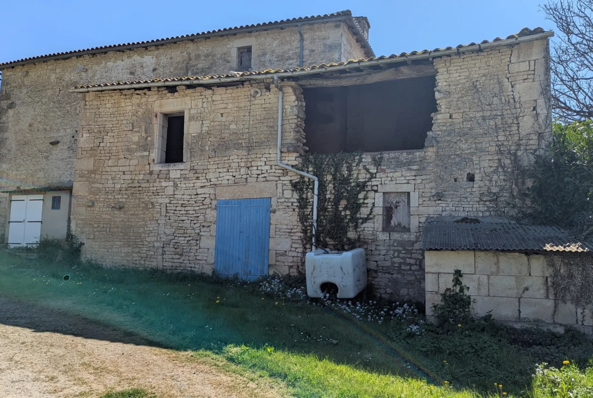 Grande maison en pierre à rénover à Bessines avec terrain et accès rivière proche de Niort 