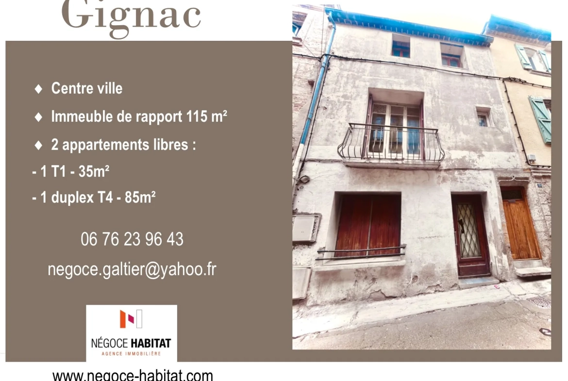 Immeuble de rapport à Gignac de 115 m² avec potentiel locatif élevé 