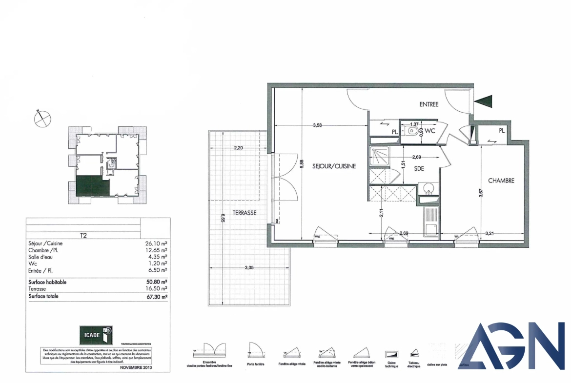 Bel appartement T2 de 50,8 m² avec terrasse à Montpellier 
