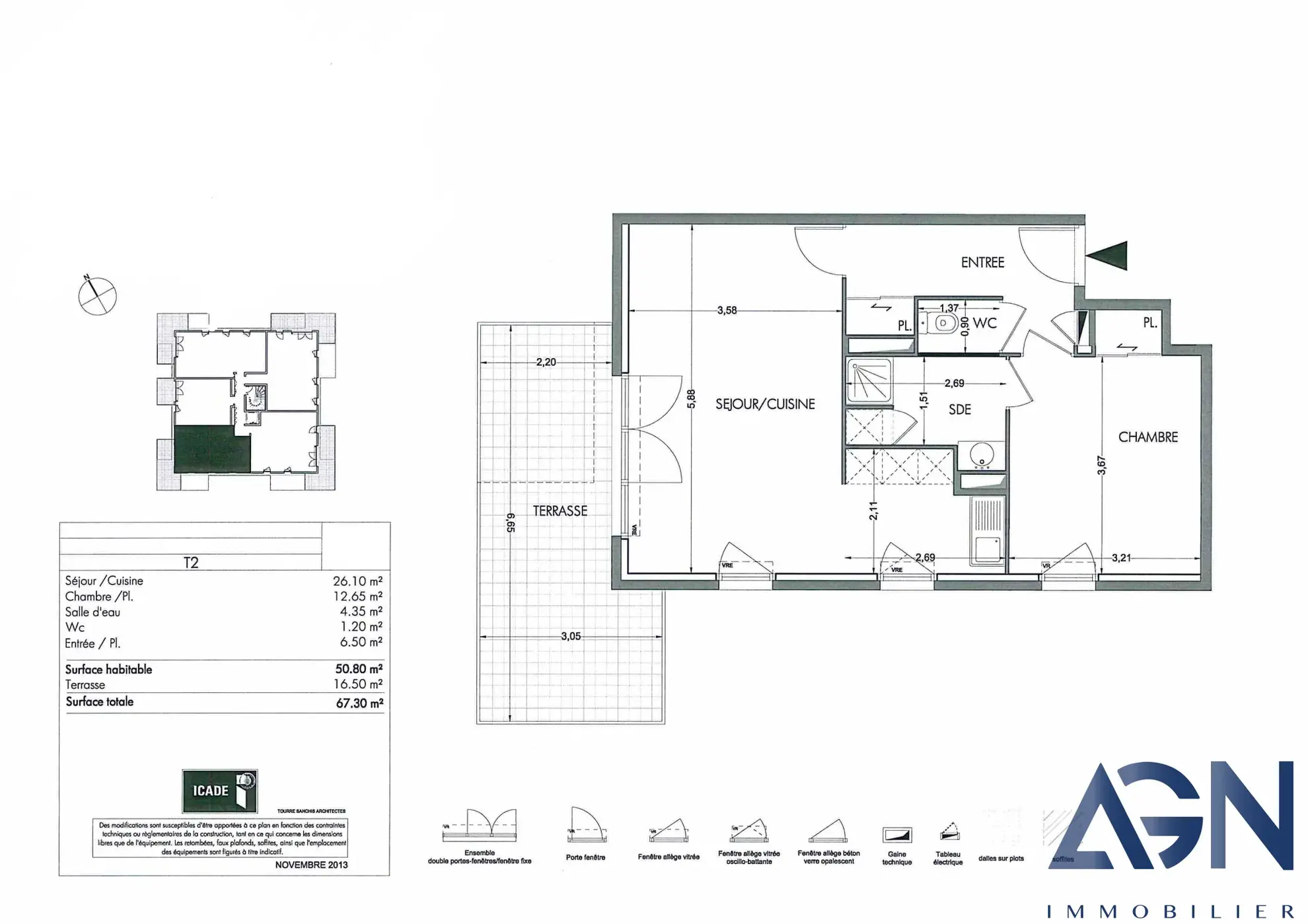 Bel appartement T2 de 50,8 m² avec terrasse à Montpellier 