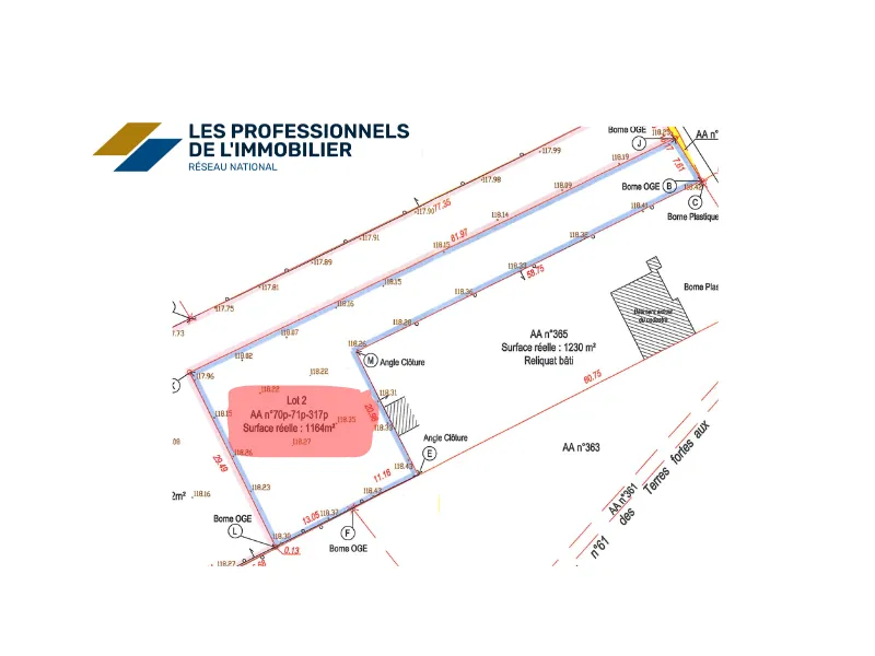 Terrain constructible à Amilly de 1164 m² avec étude de sol et bornage 