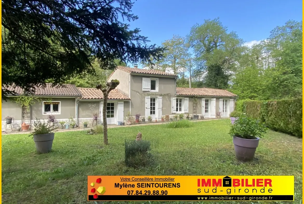 Maison rénovée à 10 km de Langon, environnement boisé, grand terrain 