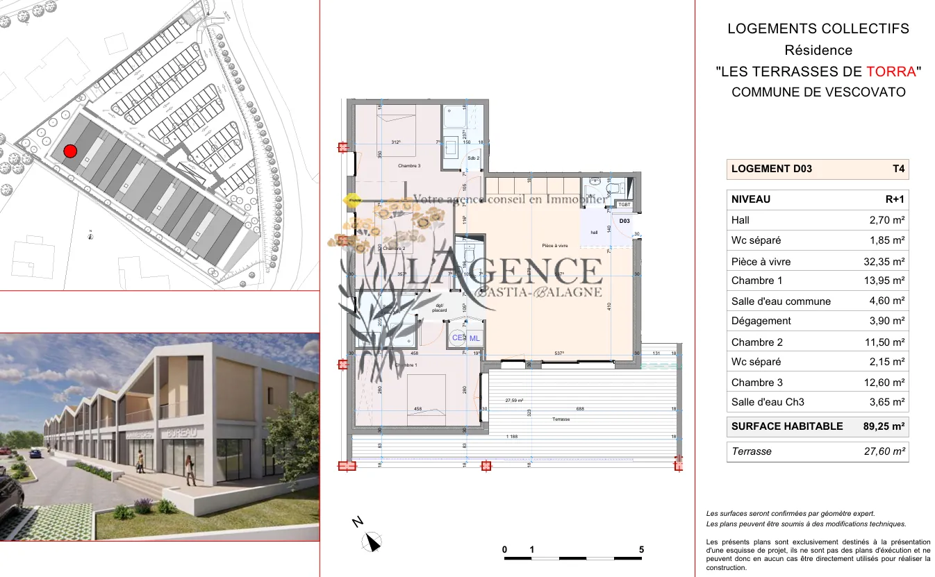 Appartement T4 à Vescovato avec terrasse, parking, neuf, idéal investisseur et premier achat 