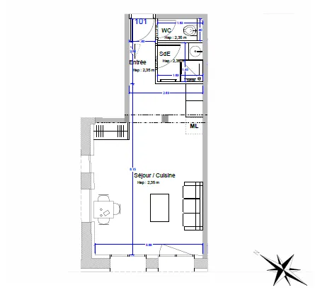 Appartement T1 à rénover de 28 m² à Montpellier Aiguerelles 