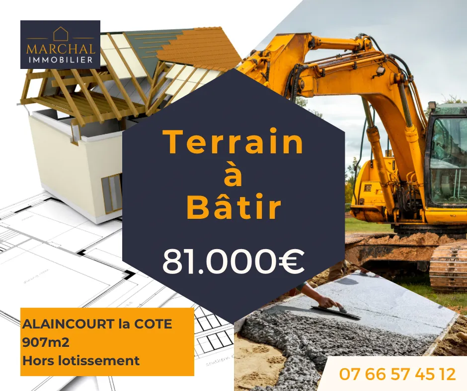 Terrain à bâtir de 900 m² à Alaincourt-la-Côte à 20 minutes de Metz 