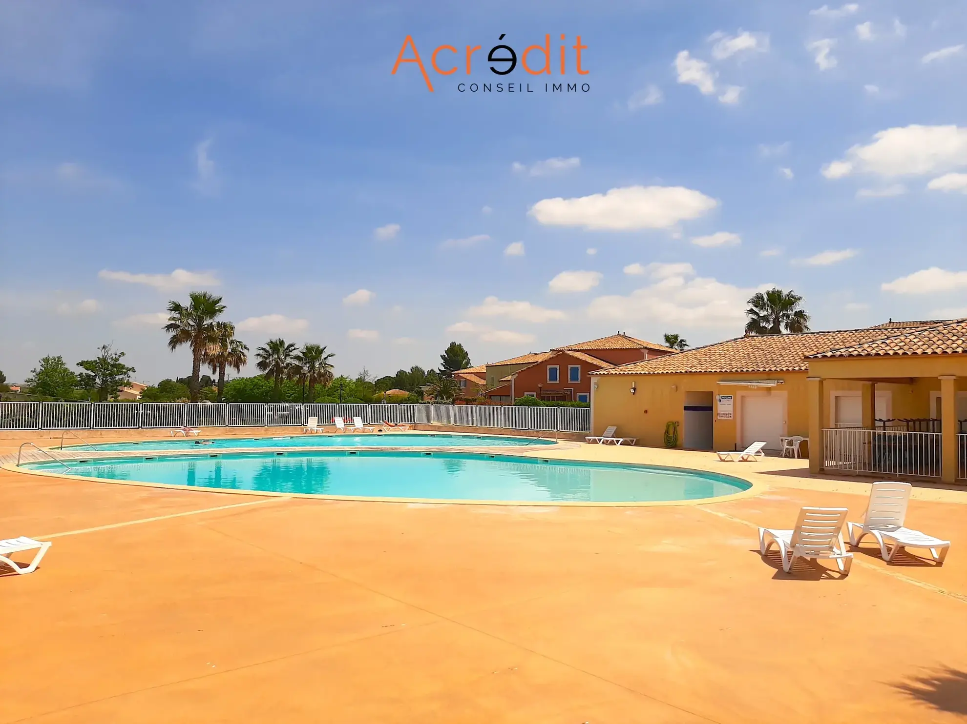 Pavillon T3 à Béziers avec piscine, terrasse et parking en résidence sécurisée 