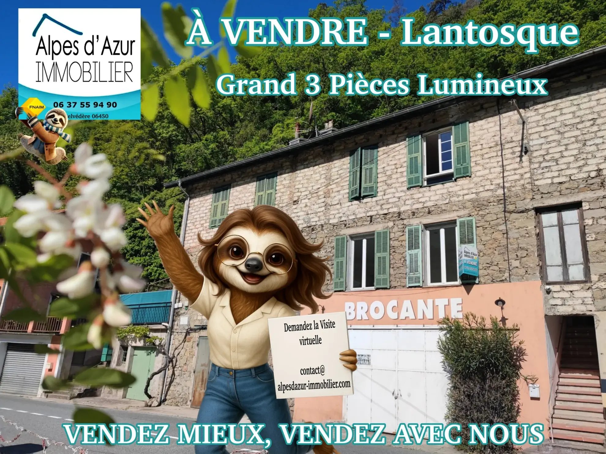 Appartement lumineux de 55 m² à Lantosque avec vue montagne 