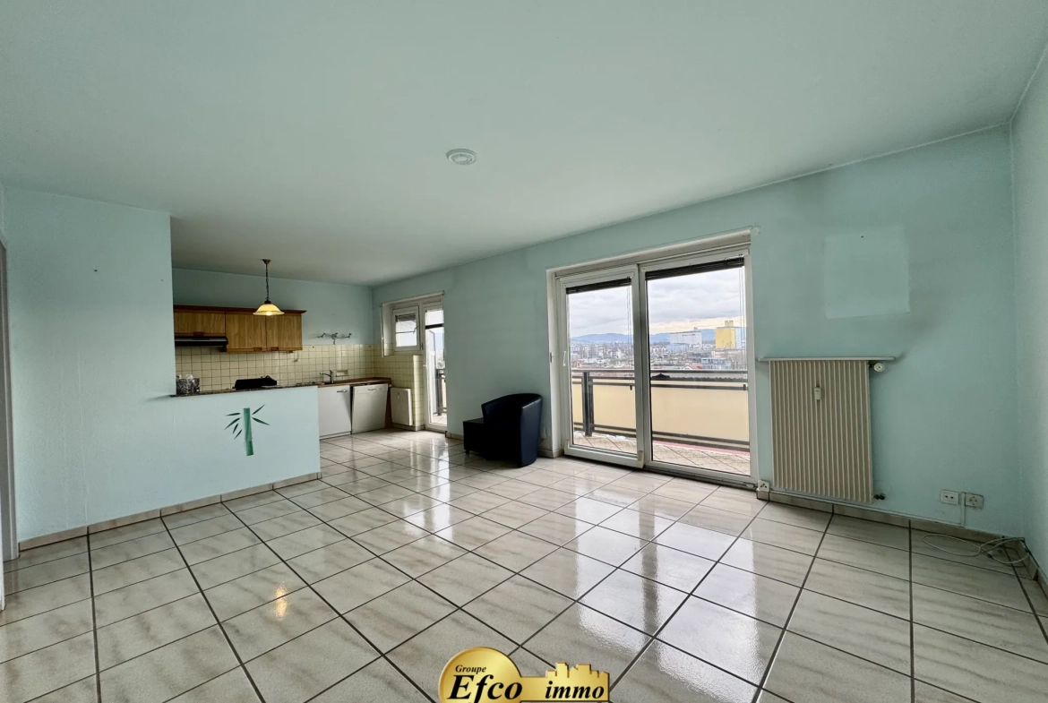 Vente d'un appartement T3 lumineux avec balcon à Huningue proche de Bâle 