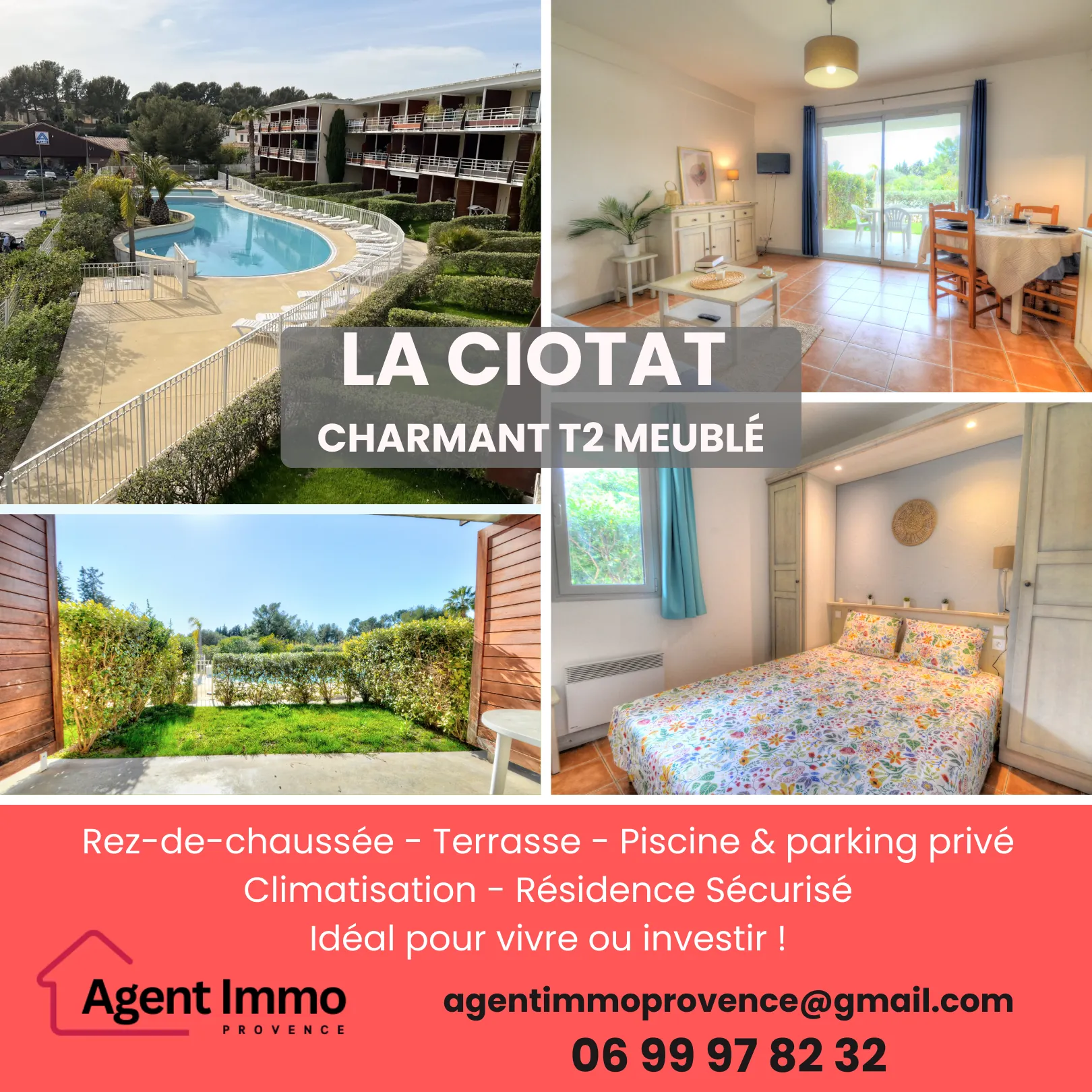 Appartement T2 à La Ciotat avec terrasse et piscine, investissement idéal 