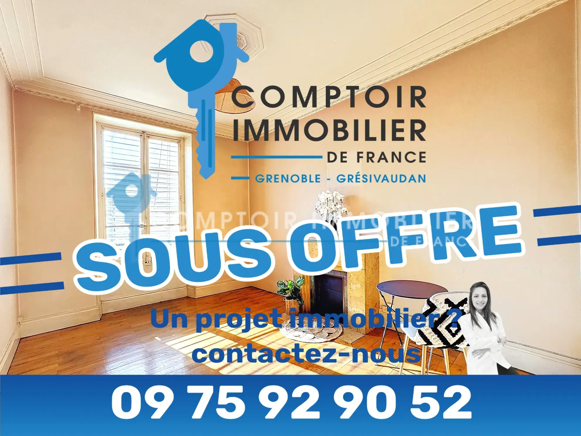 Appartement T1bis à vendre à Grenoble Championnet, charme de l'ancien, 43m² 
