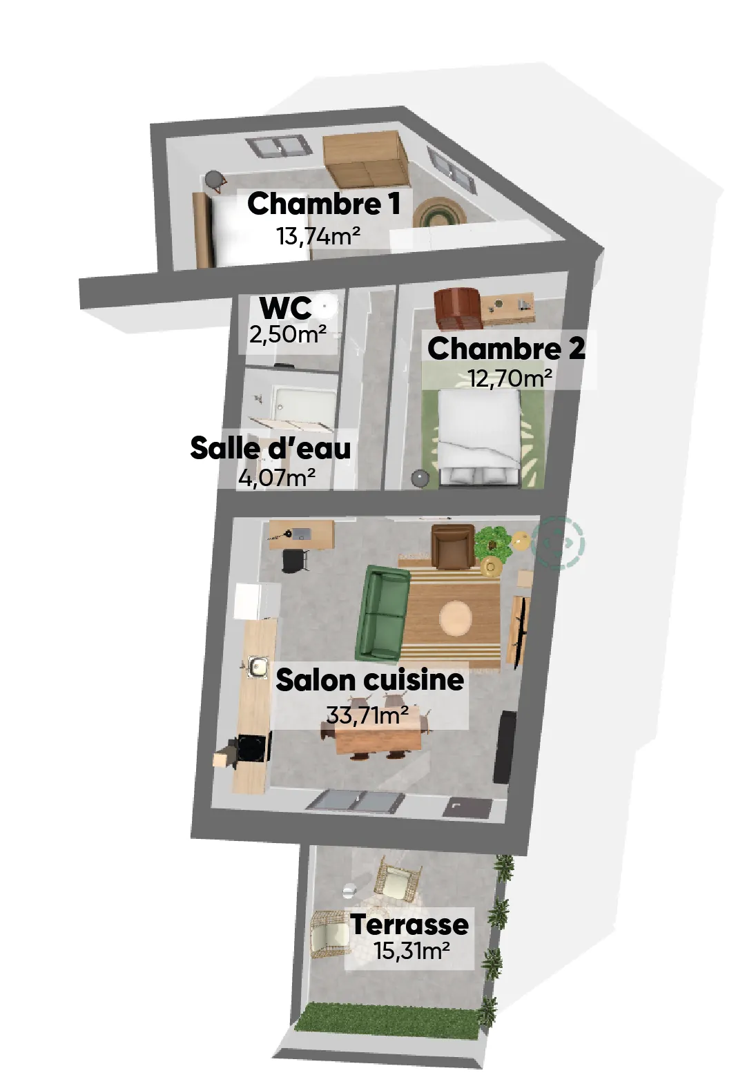 Appartement neuf avec terrasse à Jonquieres, 2 chambres, livraison 2025 
