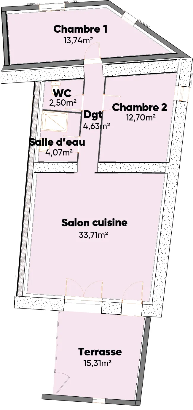 Appartement neuf avec terrasse à Jonquieres, 2 chambres, livraison 2025 