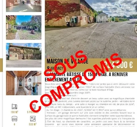 Belle maison ancienne de 150 m² avec jardin à Argancy près d’Olgy