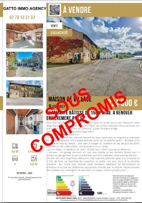 Belle maison ancienne de 150 m² avec jardin à Argancy près d’Olgy 