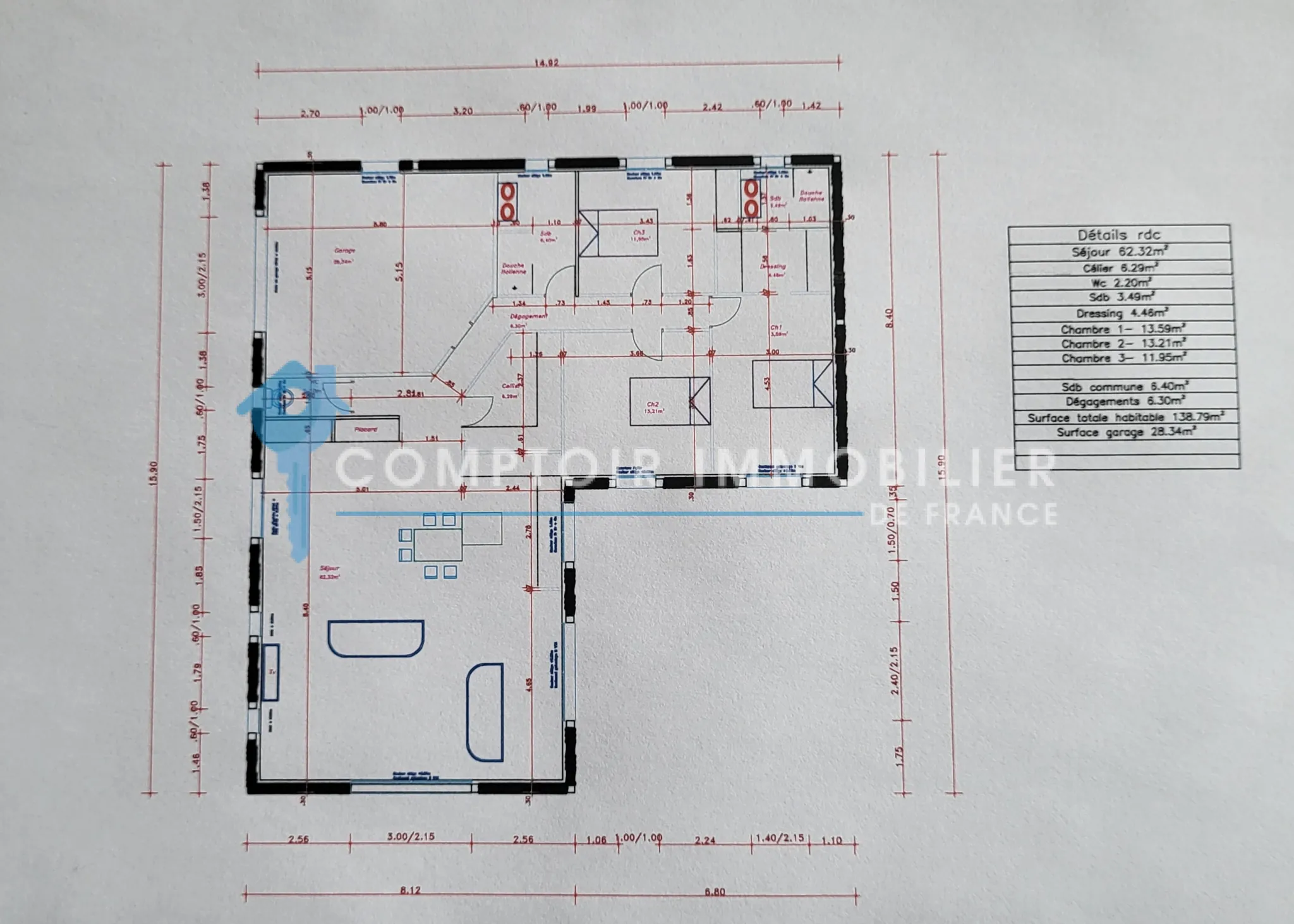 Villa de plain-pied de 138m² à Gaujac, terrain de 1995m² avec garage et abri, travaux en cours 