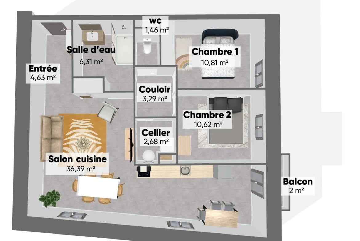 Appartement T3 à vendre à Jonquières - Conseillé pour résidence moderne et éco-responsable 