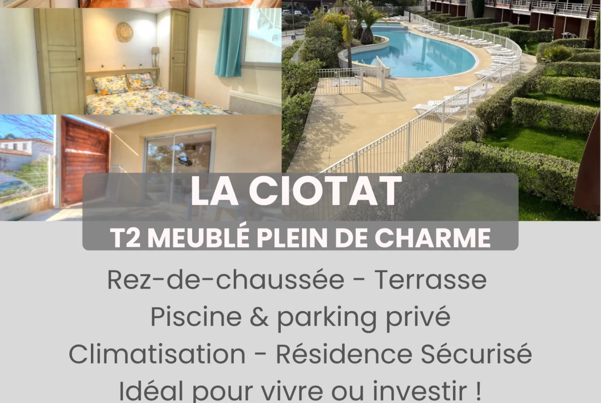 Charmant appartement T2 avec terrasse, piscine à La Ciotat – Investissement ou résidence 