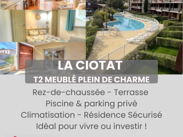 Charmant appartement T2 avec terrasse, piscine à La Ciotat – Investissement ou résidence