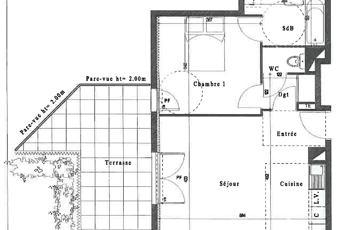 Appartement T2 lumineux avec terrasse, parking privé à Marseille 13013 