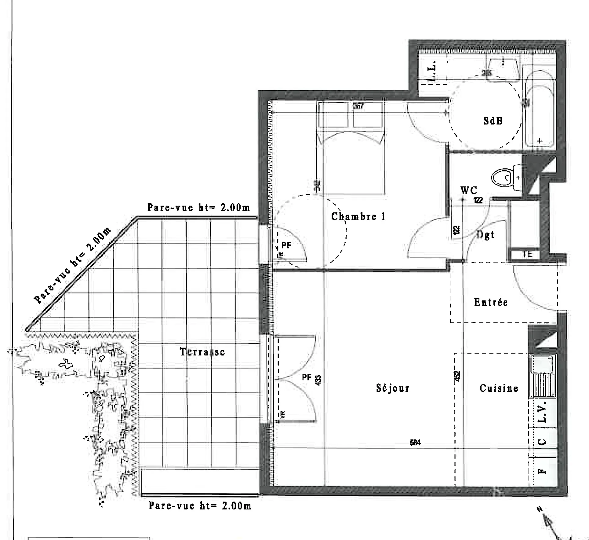 Appartement T2 lumineux avec terrasse, parking privé à Marseille 13013 