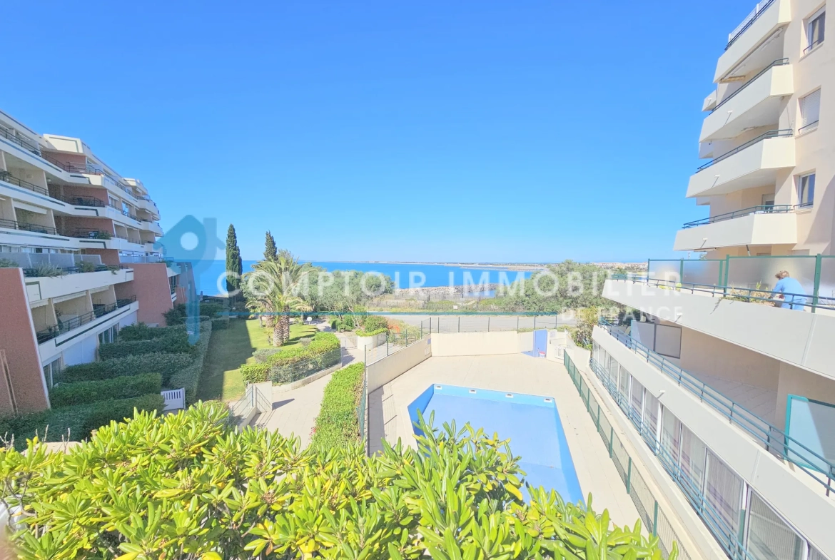 Bel appartement T2 avec terrasse de 18m² en front de mer à Sète 