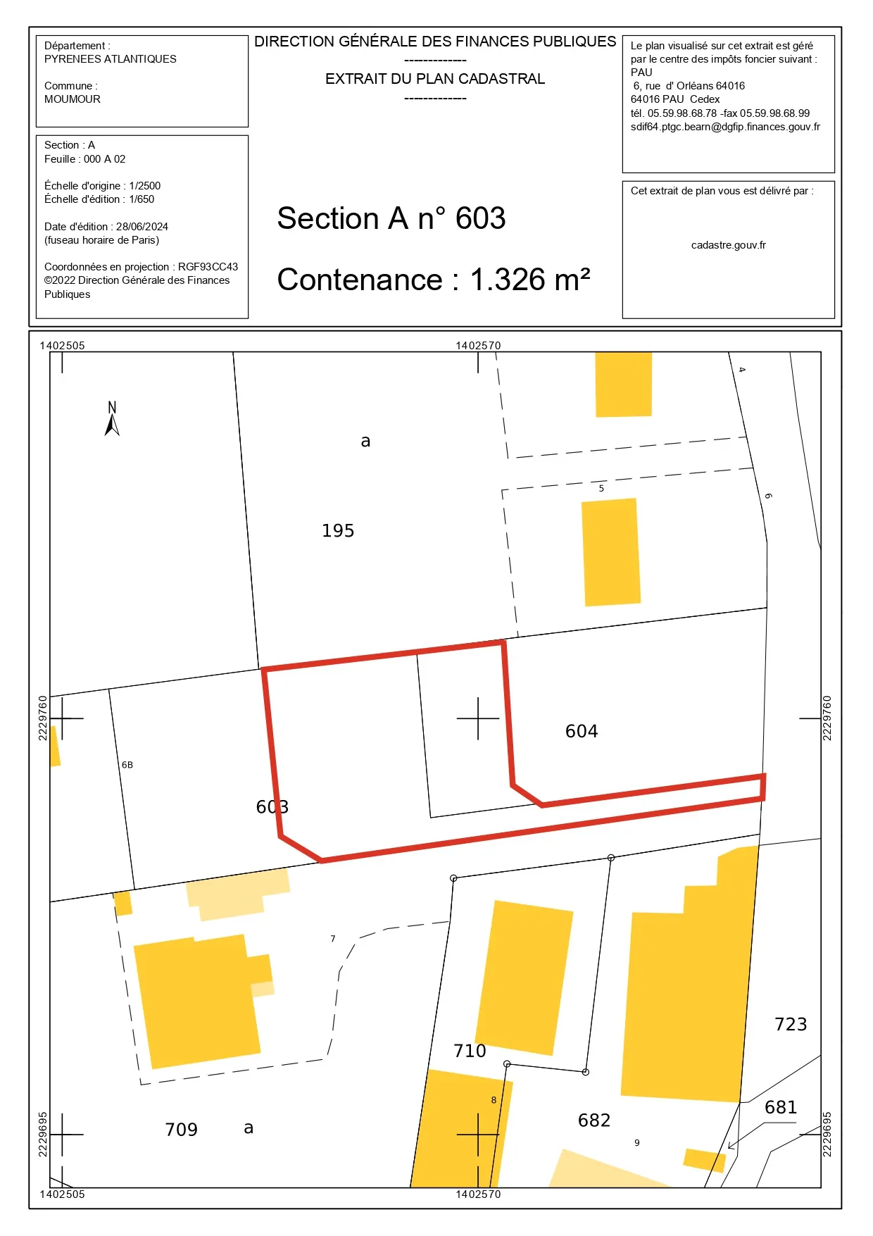 Terrain à bâtir de 1 326 m² à Moumour, calme et bien desservi 